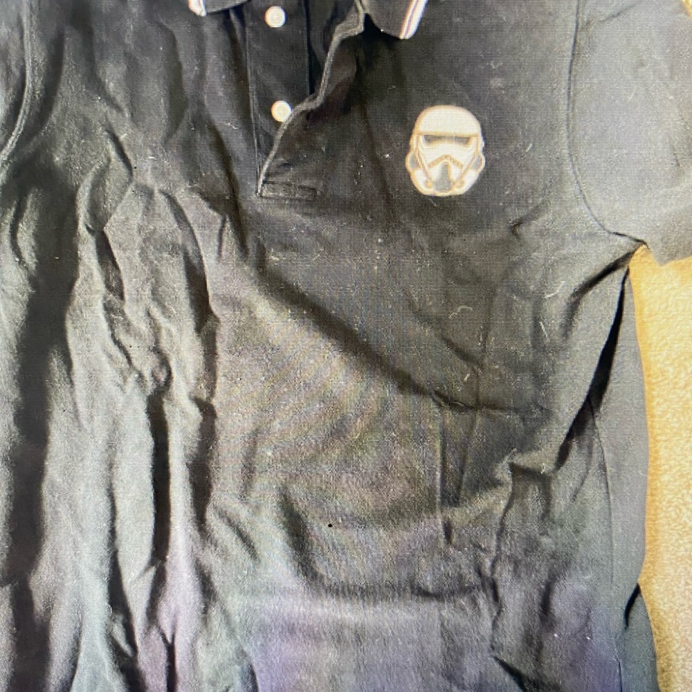 Gap Star Wars Boys Black Polo Shirt Collared Stormtrooper